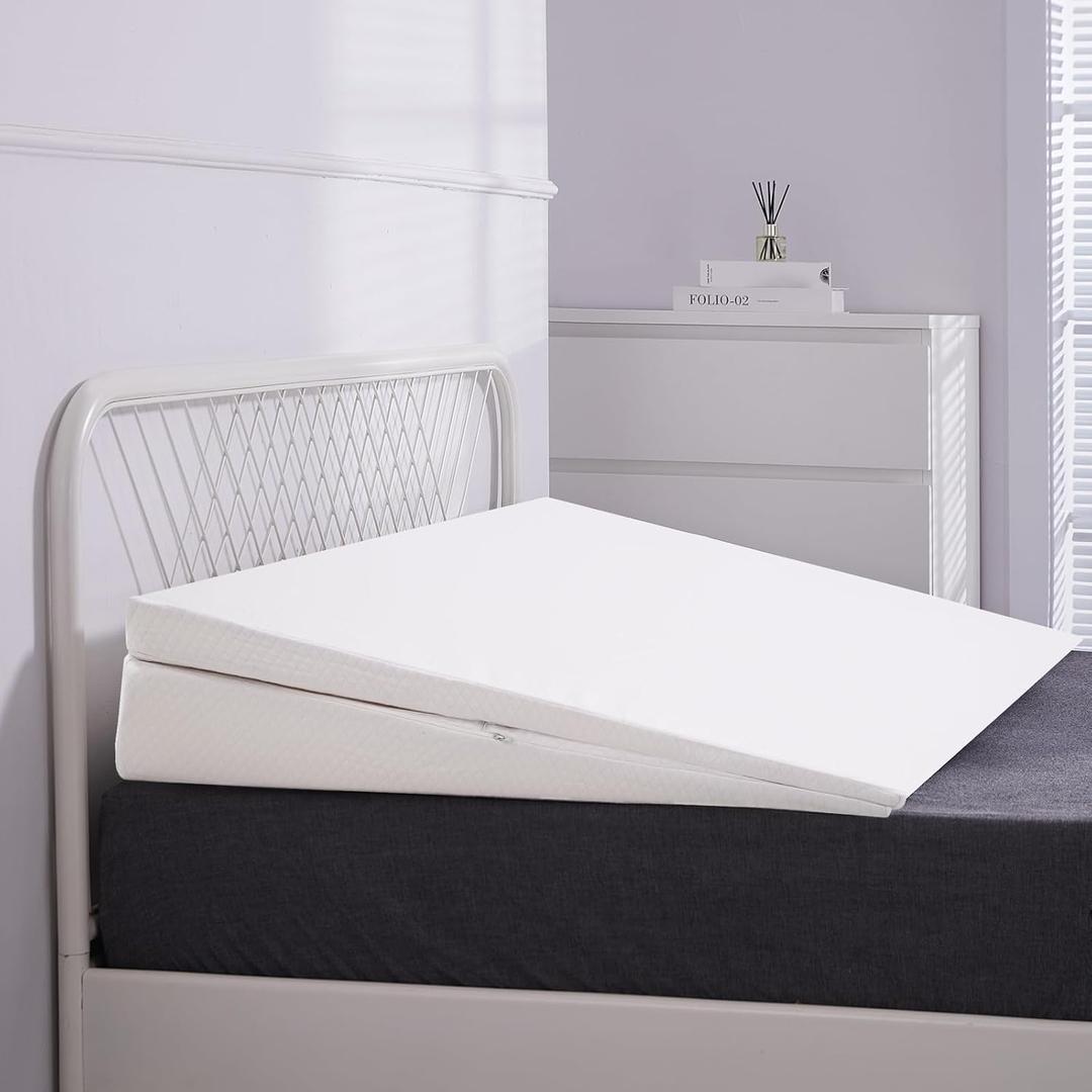 SUNYRISY Adjustable Wide Size Bed Wedge Pillow Wedge Mattress Topper | Mattress Wedge Lifter with Washable Cover, Inclined Mattress Elevator for Acid Reflux, Neck & Back Pain, Anti-snoring, Queen