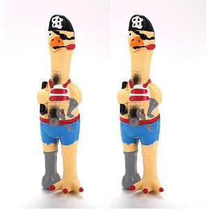 DAJOOEE 2 Pack Screaming Rubber Chicken Dog Squeaky Toy, Latex Chew Molar Dog Toy (Pirate)