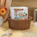 Abaodam Corner Storage Basket, Triangular Wicker Woven Shelf Organiser, Space Saving Rattan Style Bin for Bathroom Cabinet, Bedroom Wardrobe And Shelves