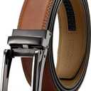 CHAOREN Ratchet Boys Belt, Kids Dress Leather Belt with Click Closure, Adjustable for Casual and Formal Wear (Large / Fit Waist 28"-32", Tan)