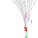 OCEAN CAT 6 Hooks/Pack Fishing Rigs Freshwater Saltwater Rainbow Soft Rubber Skin Colorful Silks Feather Rigs with Carbon Steel String Hooks Glow Beads Fishing Lures Baits Tackle (8#)