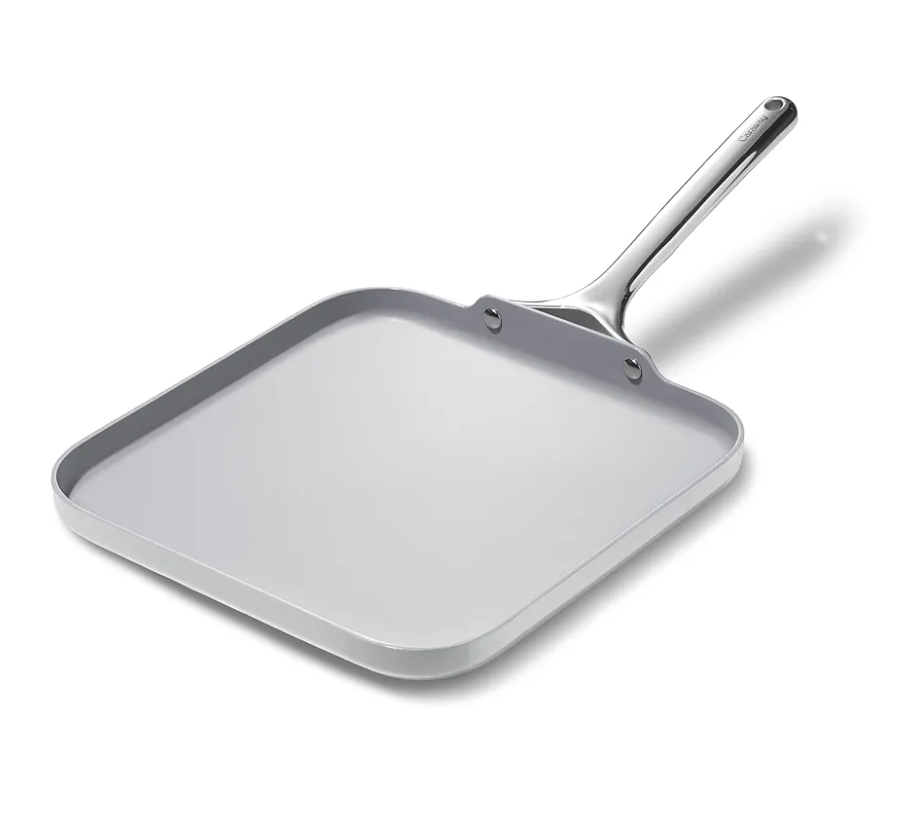 Caraway Square Griddle Pan - 11” Square Pan - Non-Stick Ceramic Coated - Non Toxic, PTFE & PFOA Free - Oven Safe & Compatible with All Stovetops - Gray