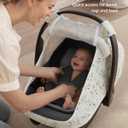 Blissful Diary Baby Car Seat Cover, Extra Large Mesh Window, Breathable Muslin Cotton, Infant Windproof Canopy, Must-Have Baby Gift - Botanical Leaf
