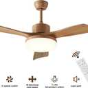 42 Inch Ceiling Fans with Lights, 3 Blades Modern Ceiling Fan with Remote Control, Solid Wood Fan with Light for Patios, Outdoor, Living Room, Dining Room, Bedroom