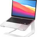 GleYo Laptop Stand for Desk Portable Computer Riser Metal Notebook Holder Printer Stand Office Desk Accessories Compatible with MacBook Air, Pro, Dell, HP, Lenovo and All 10-16" Laptops, Silver