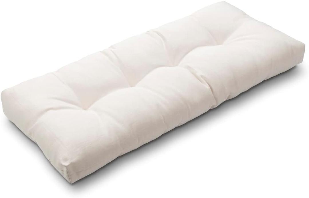 Magpie Fabrics Patio Bench Cushion 45"x18", Indoor/Outdoor Non-Slip Water Resistant Long Seat Pads, Tufted Loveseat Cushion for Swing, Settee, Window, Garden, Wicker, Front Porch(Recycled Cream White)