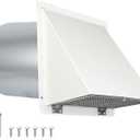 6 Inch Hooded Wall Vent with Screen and Damper,6 Inch Exhaust Vent Cover Cap for Outdoor Kitchen Range Hood Dryer Ventilation,Outside Wall Mount Extractor for House Air Exhaust,Galvanized Steel,White