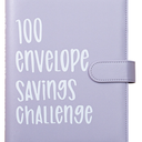 100 Envelopes Challenge Binder A5 Money Saving Binder,Easy and Fun Way to Save $5,050,Money Savings Budget Planner Book with Cash Envelopes for Budgeting Planner (Purple)