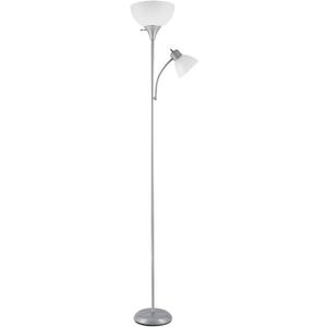 Globe Electric 67134 72" Torchiere Floor Lamp and Adjustable Reading Light, Silver, Frosted Shade, Dual Rotary Switch, 3-Step Dimming, Modern Lighting for Living Room or Office, Timeless