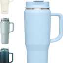 EALGRO 40 oz Tumbler with Handle, Insulated Tumblers with Lid and Straw, Large Metal Sports Water Bottle Jug, Thermal Stainless Steel Travel Coffee Mug Cup, Blue