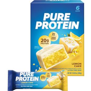 Pure Protein Bars Nutritious Snacks to Support Energy, Lemon Cake, 6 Count (Pack of 1), BB Date: 08/25/2025