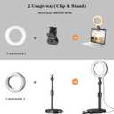 Ring Light with Stand, Desk Ring Light with Clip Upgraded 10W 3000K-6500K Travel Desktop Light for Phone Selfie Laptop Zoom Video Makeup Vlog Tiktok Live Streaming