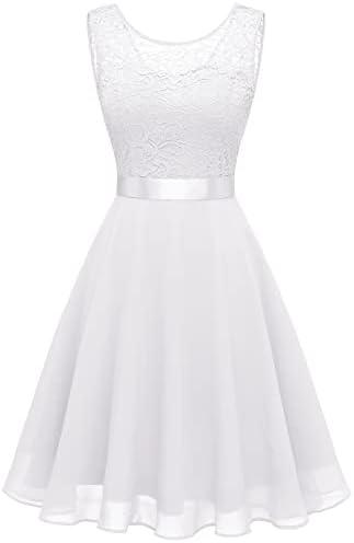 BeryLove Women's Short Homecoming Dresses for Teens Sleeveless Flowy A Line Wedding Guest Lace Formal Dress, Size S