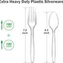 Dealusy 360 Count Extra Heavy Duty Clear Plastic Forks and Spoons, 180 Forks & 180 Spoons, Heat Resistant, Disposable Plastic Silverware Set