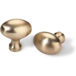 TUNNY 10 Pack Oval Ellipse Single Hole Cabinet Knob-Champagne Bronze Single Hole Furniture Hardware Knob for Bathroom Dresser Kitchen Cabinets Bedroom Cabinet Pull (Knob - 1.32"(33.6mm) Diameter)