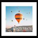 20x20 Picture Frame Black with 16x16 Mat, Display Photo 16x16 with Mat or 20 x 20 Without Mat, Wall Hanging Large 20x20 Poster Frame with Shatter Resistant Plexiglass, Black