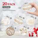 20 Pack Farmhouse Christmas Ornaments, 70mm/2.76" Rustic Christmas Ball Ornaments, Large Clear Plastic Tree Decorations for Xmas Holiday Home Wedding Party Decor