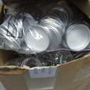 Nitial 50 Pack 5 oz Plastic Jars with Lids Bulk Yogurt Containers with Lids Gift Jars with DIY Craft Twine and Labels Gifts for Birthday Wedding Halloween Christmas Party Favor(Silver,Aluminum Lid)