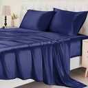 Cibhlea Satin Sheets, King Size Sheets Set, 4 Pcs Cooling Soft Bed Sheets, Silky Bedding Set with Deep Pocket up to 15 inches, Blue