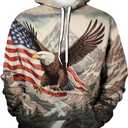 Funny American Flag Eagle Hoodie USA Bald Eagle Graphic Sweatshirt (3X-Large, Grey)
