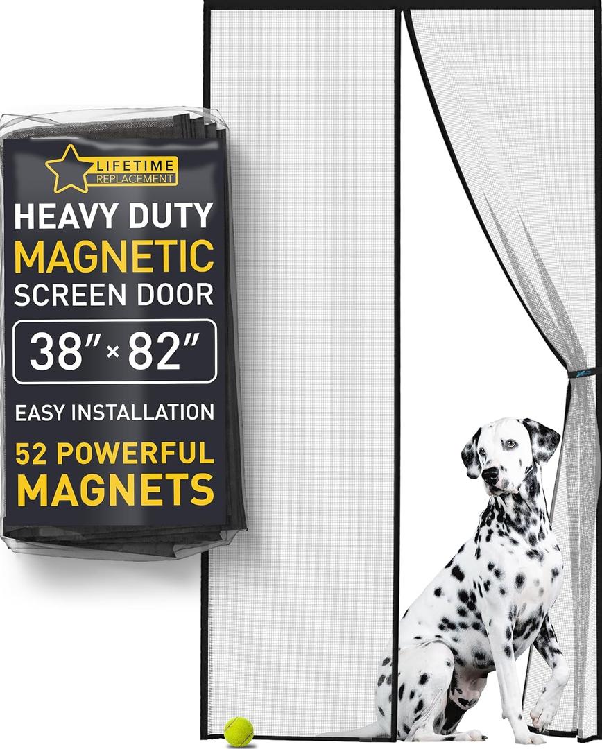 Flux Phenom Screen Door Mesh 38x82 Inch  Easy Install, Strong Magnet Strength, Pet Tested, Hands-Free Entry, Door Screen Magnetic Closure