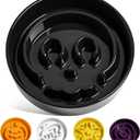 LE TAUCI Ceramic Slow Feeder Dog Bowls Small Breed, 0.6 Cups Dog Food Dish for Fast Eaters, Puzzle Bowl for Small Dogs and Cats,Skull Black