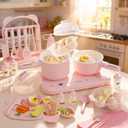 Real Cooking Set with 110V Dual Burner, Mini Kitchen Set (Pink) | Operate Each Burner Separately or Together to Steam, Boil and Heat Two Dishes at Once