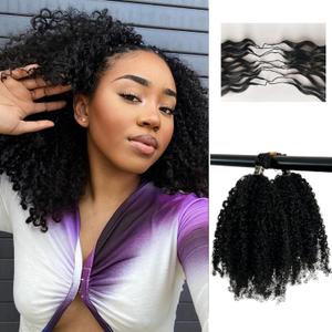 Afro Kinky Curly Knotless Pre-Separated Crochet Hair extensions Afro Twist Soft Braiding human hair extensions for Women Natural Color 18 Inch 120g