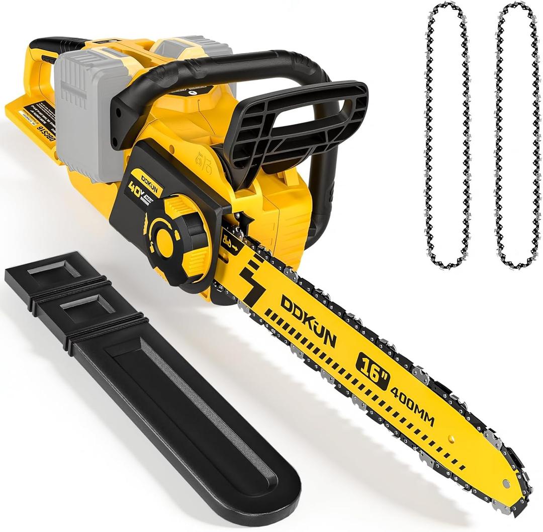 16-Inch Brushless Chainsaw, 40V (2 x 20V MAX) Cordless Battery Powered Chain Saw For DeWALT 20V Battery,with Auto Oiler & Security Lock,Ideal for Wood/Tree Cutting, Pruning,(Tool Only) (Yellow)