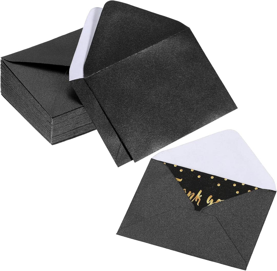 Yahenda 200 Count Black Mini Gift Card Envelopes Bulk Wedding Pocket Small Paper Envelopes Gift Card Sleeves Greeting Business Tiny Pocket 4 x 2.7 Inch for Holidays Wedding Baby Shower Birthday