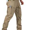 FREE SOLDIER Men's Cargo Pants,Tactical Pants for Men Stretch,Durable Ripstop EDC Work Pants for Hiking (34W x 30L, Brown)