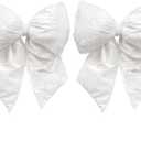White Large Plush Velvet Bows Set of 2 12-Inch Christmas Bow Tree Topper for Christmas Tree Decoration Wedding Door Window Decor