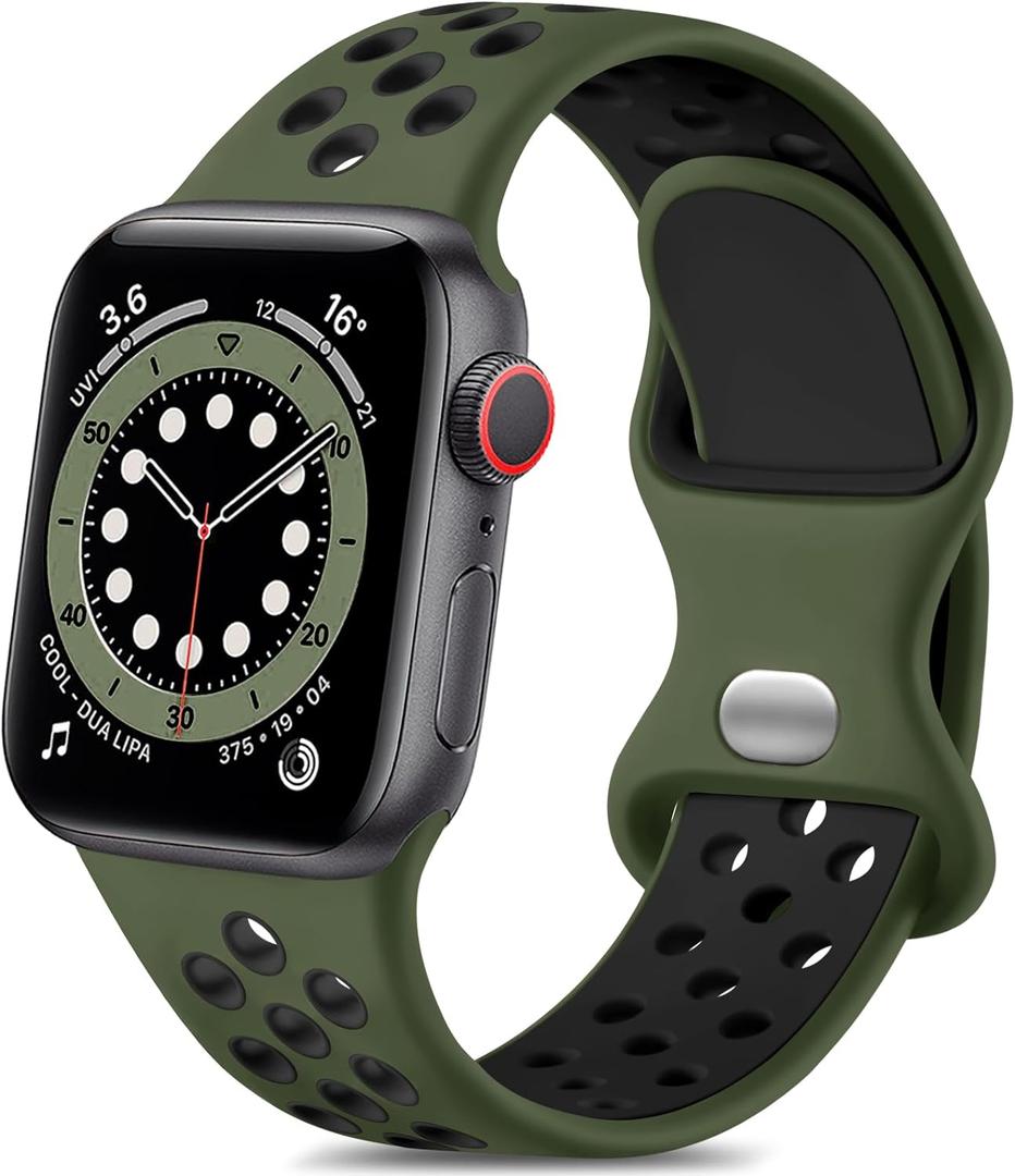 Lerobo Compatible with Apple Watch Band 40mm SE 3 2nd 38mm 42mm Series 11 10 41mm Series 9 for Women Men, Soft Silicone Sport Strap for iWatch Bands Series 8 7 6 5 4 3 2 1 SE