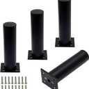 4 Pack Adjustable Furniture Legs Round 1.5" Dia Thickened Aluminum Alloy Sofa Shelves Table Kitchen Adjustable Feet 6" Height (Black)
