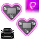 Car LED Ambient Light - Solar-Powered Heart-Shaped LED Neon Light for Night Driving, IP65 Waterproof, 5 Modes, Romantic Gift for Christmas, Valentine's Day, Anniversary, Date Night (2Pcs Pink)