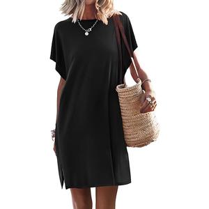 ANRABESS Women’s Summer T Shirt Dress 2025 Beach Vacation Travel Outfits Casual Simple Soft Mini Sundress Cover Up Clothes
 L