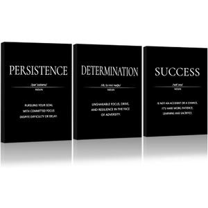 LMGOV Large Motivational Wall Art for Men, 16" x 24" Office Wall Decor for Living Room, Inspirational Paintings Wall Picture for Bedroom, Black and White Canvas Art for for Gym, Bathroom, Sports, Dorm (PERSISTANCE DETERMINATION SUCCESS)