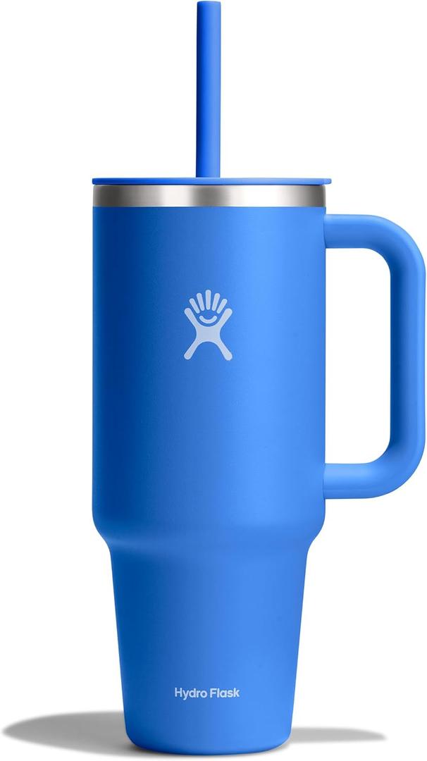 Hydro Flask Travel Tumbler with Handle, Lid and Straw - Insulated Stainless Steel in 40 Oz Cascade