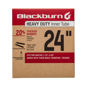 Blackburn 20" x 1.75-2.25" Schrader Heavy Duty Bicycle Inner Tube with tire levers, Pack of 2