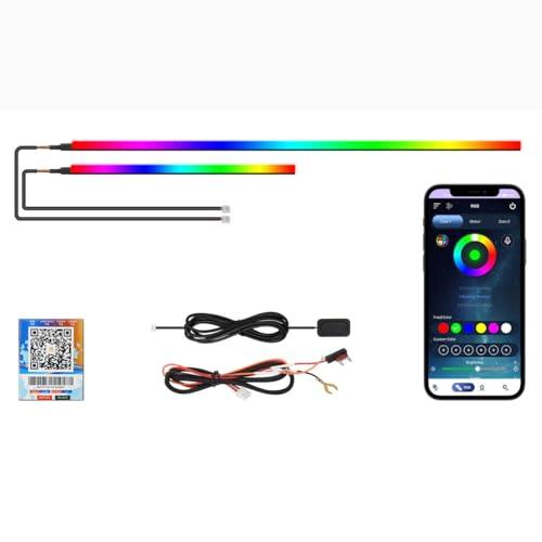Upgraded Dreamcolor Acrylic Car Interior Lights RGB LED Strip Lights APP Control Zoned Control System 252 Color Modes DIY Fiber Optic Ambient Lighting Kits 2 in 1 Music Car Neon Lights