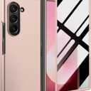 Z Fold 6 Privacy Case,for Galaxy Z Fold 6 Full Body Cover Built-in Anti Peeping Screen Protector,Hard PC Ultra-Thin Shockproof Protective Phone Cases for Galaxy Z FOLD6,Rose (Pink)