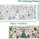 4 x T-Antrix Giant Christmas Coloring Poster, 30 x 72 Inches Jumbo Coloring Banner/Table Cover for School Parties, Christmas Party Favors, Christmas Crafts for Kids