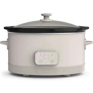 bella 6.0 Qt Programmable Slow Cooker, EverGood Ceramic Nonstick Coating, Adjustable Temperature & Cooking Times, Dishwasher Safe Stoneware Pot & Tempered Glass Lid, Tangle Free Cord Wrap, Oatmilk