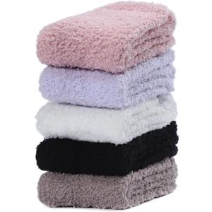 Fuzzy Socks for Women, Soft Fluffy Socks Thick Cozy Plush Socks Christmas Socks for Women 5 Pairs (One Size)