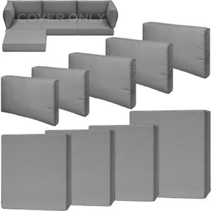 9 Piece Outdoor Patio Waterproof Cushion Covers, Fits 4-Seat Wicker Rattan Sectional Couch Chair Furniture Cover Replacement Set - Fade-Resistant Patio Cushion Covers with Zipper