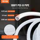 VEVOR PEX Pipe 3/4 Inch, 100 Feet Non-Oxygen Barrier PEX-B Flexible Pipe Tubing for Potable Water, for Hot/Cold Water & Easily Restore, Plumbing Applications with Free Cutter & Clamps,White