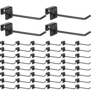 Sadnyy 48 Pcs Slatwall Hooks Accessories 4 Inch Metal Panel Square Tube Peg Heavy Duty Display Hooks for Hanging Scarf Hat Key Jewelry(Black)
