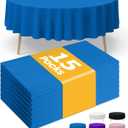 Blue Plastic Table Cloth Round Table 15 Pack, 84'' Tablecloth for Graduation Decorations Class of 2025, Table Cloth for Disposable Use, Table Cover for Holiday Party, Gathering