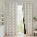 100% Boho Blackout Curtains 96 Inches Long for Bedroom, Black on Beige Patterned Bohemian Curtains for Living Room, Geometric Striped Thermal Insulated Window Drapes Gromment Top 2 Panels