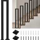 Anti-Slip Stair Railings, Outdoor Step Handrails, Indoor Stair U-Shaped Handrails, Suitable for Garden Loft Corridor Railings, U Shape Stair Handrail Indoor Outdoor (Black-A, 85CM(33.46IN))